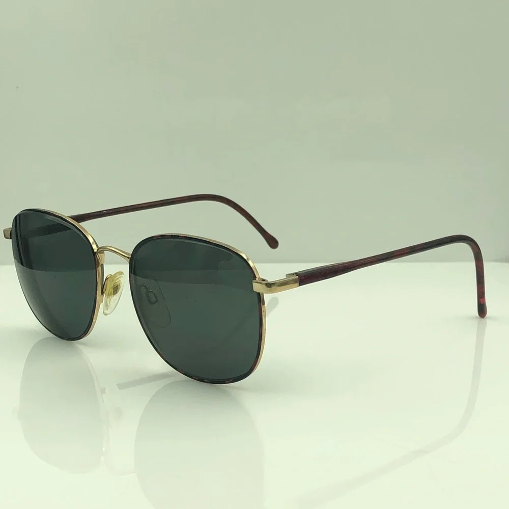 Red Gold Oval Sunglasses Frames